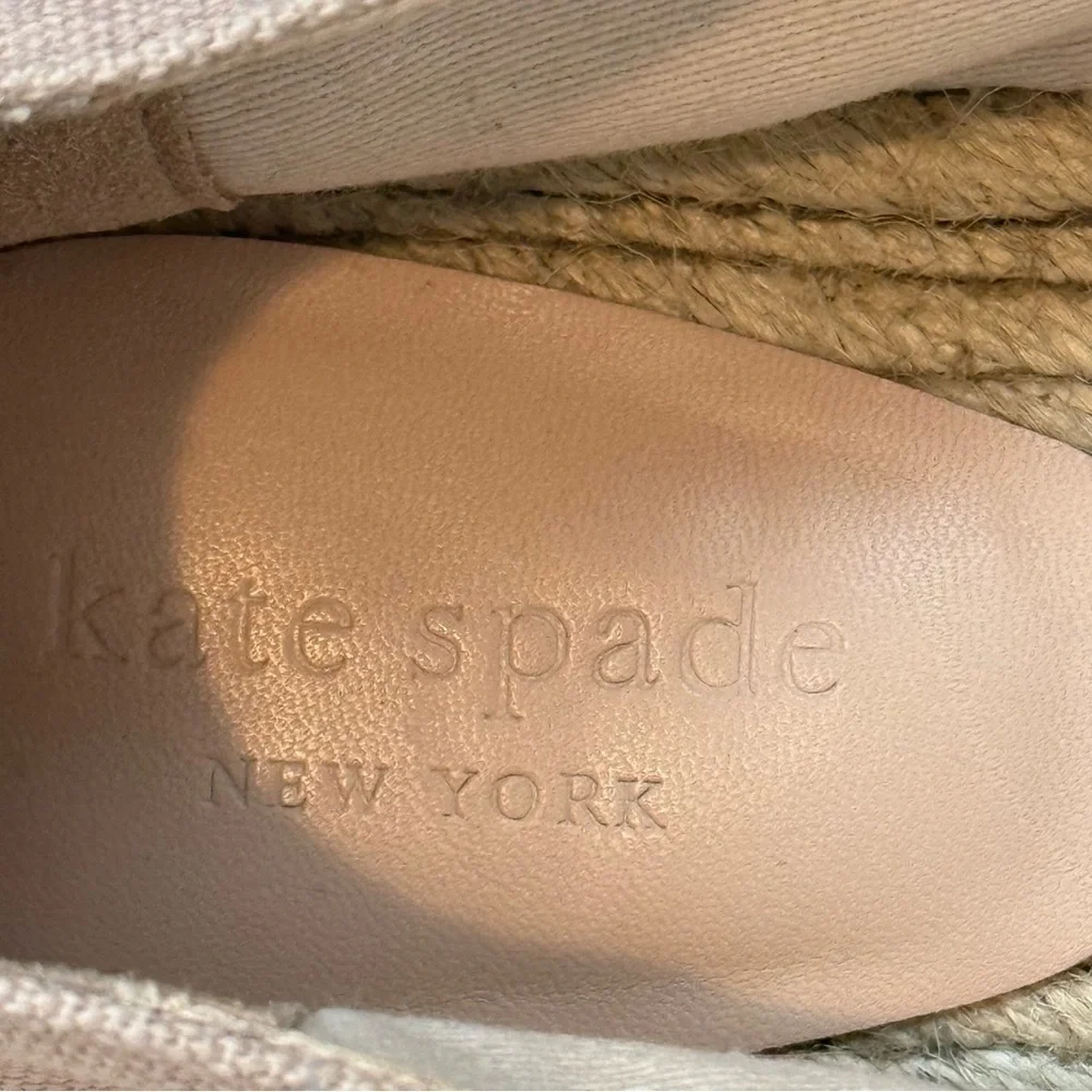 Kate Spade Grenada Glasses Espadrille Slip On Flats Size 7.5 Canvas Pale Vellum